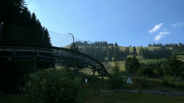 Summer Toboggan Alpine Coaster Switzerland Time Lapse Amusement Park — Stockvideo