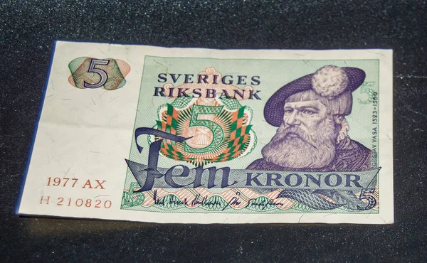 スウェーデンの古い5クロナ銀行ノートFem Kronor — ストック写真