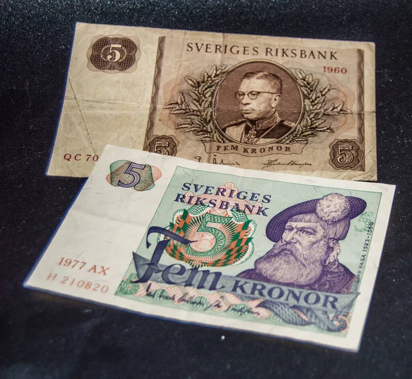 スウェーデンの古い5クロナ銀行券 Fem Kronor — ストック写真