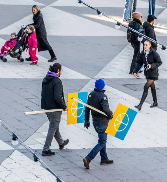 Protesta Estocolmo Suecia Contra Guerra Rusa Ucrania — Foto de Stock