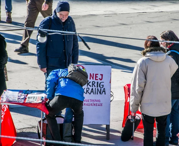 Protesta Estocolmo Suecia Contra Guerra Rusa Ucrania — Foto de Stock