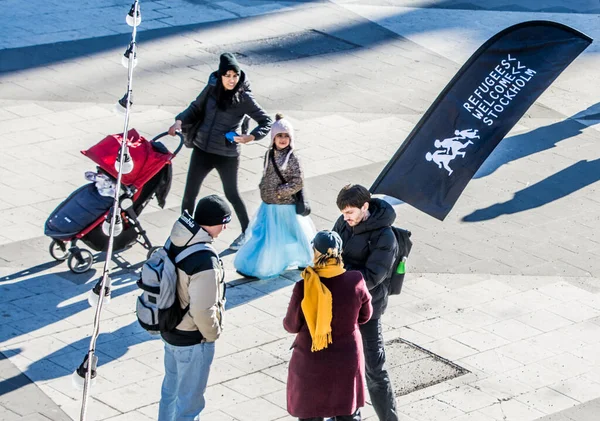 Manifestación Estocolmo Suecia Para Todo Tipo Refugiados Sin Importar Razón — Foto de Stock