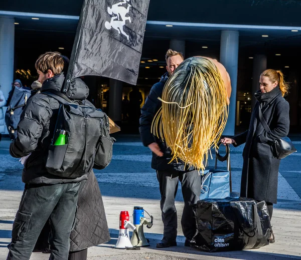 Manifestation Stockholm Suède Pour Toutes Sortes Réfugiés Quelle Que Soit — Photo