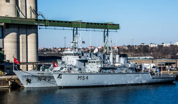 Πολεμικά Πλοία Από Φιλικά Έθνη Στη Στοκχόλμη Σουηδία Για Ανεφοδιασμό — Φωτογραφία Αρχείου
