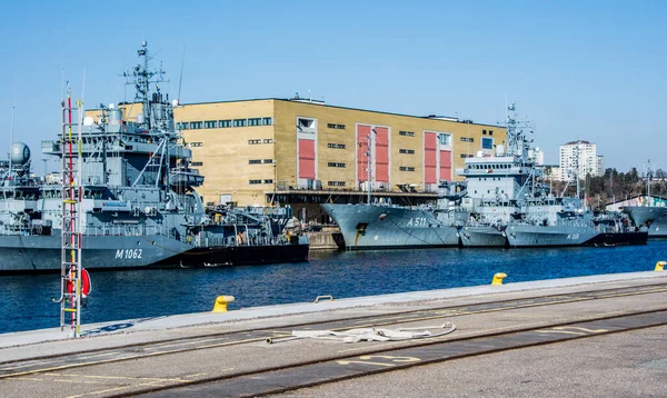 Військові Кораблі Дружніх Країн Стокгольма Швеція Комплектування Відпочинку — стокове фото