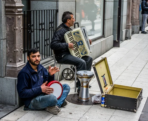 Street Musicians Beggars Central Stockholm Sweden — Foto de Stock
