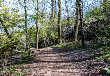 Eski hapishane adası Langholmen 'deki Parkway. Stockholm, İsveç' in merkezi..