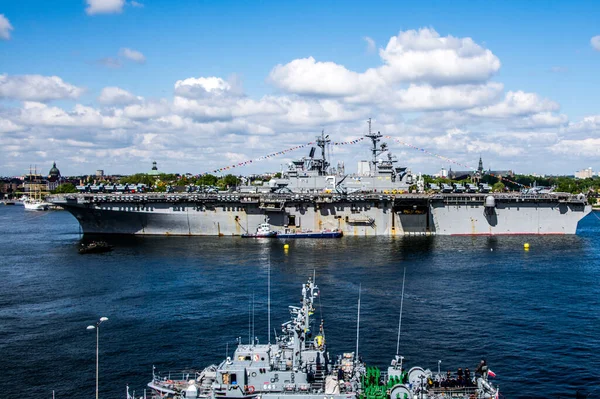 Nato Armada Central Stockholm Sweden Entering Wargame Baltic Sea — Stock Photo, Image
