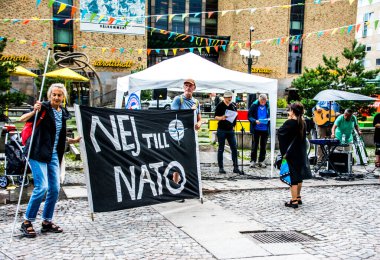 ABD ve NATO 'ya karşı 4 Temmuz' da Stockholm, İsveç 'te protesto.