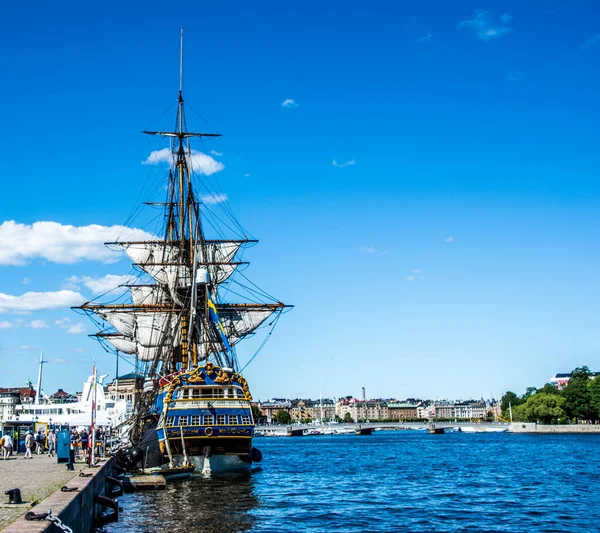 Yelkenli Gemi Ostindiefaranden Gotheborg Stockholm Sveç Asya Gezisinden Önce — Stok fotoğraf