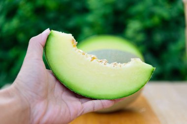Bir parça taze yeşil kavun.