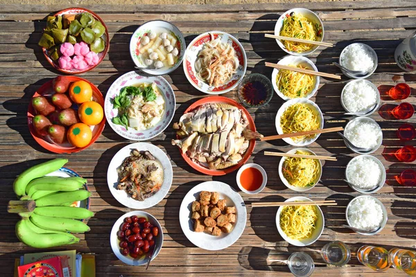 Bangkok Thailand Feb 2022 Food Make Offerings Spirits Chinese New — Stock Photo, Image