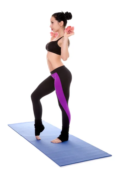 Fitness Spor sağlıklı kız havlu ile