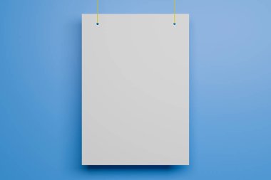 Tellere asılı reklamlar için bir poster. 3B illüstrasyon.