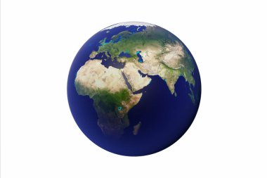 Beyaz arka planda dünyanın izole edilmiş görüntüsü. 3d hazırlayıcı.