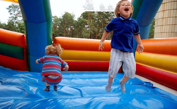 Children Boys Playing Together Playground Summer — Stock Photo, Image