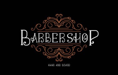 Klasik lüks berber logosu çizimi. Lüks konsept, süs, lüks şirket kimliği ve şirket profili için kraliyet markası. vektör