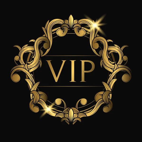 VIP Altın Rozet İllüstrasyonu. Kart, Davetiye, Yazdırma Sanatı, Marka Kimliği İçin Uygun Klasik Konsept
