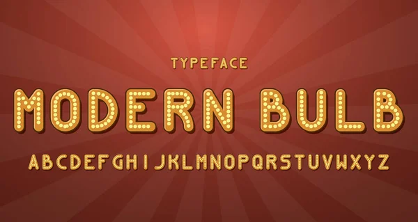 Vintage Moderne Gloeilamp Alfabet Lettertype Bulb Typografie Met Retro Concept — Stockvector