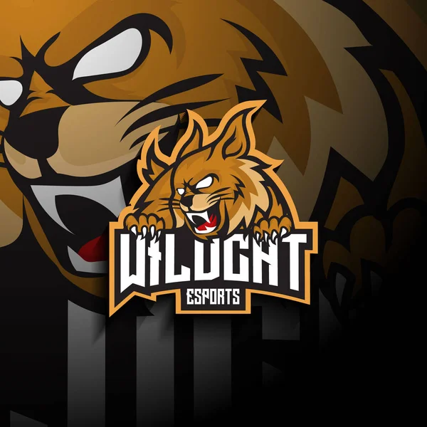 Wildcat Esport Mascote Logotipo Ilustração —  Vetores de Stock