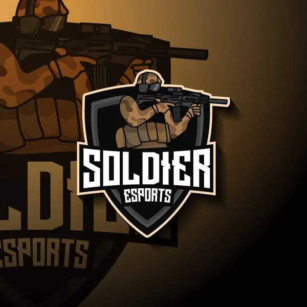 Obrázek Loga Maskota Soldier Esport Stock Ilustrace