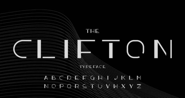 Digitalisering Moderne Alfabet Sans Serif Lettertype Moderne Typografie Met Futuristisch — Stockvector