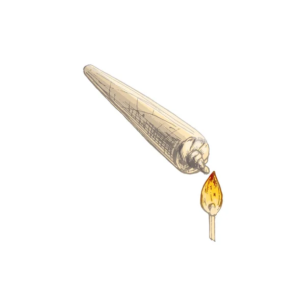 Handgemachte Zigaretten mit Flamme. Illustration zum Vektor-Schlüpfen — Stockvektor