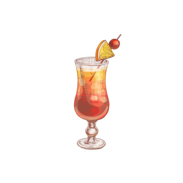 Sexe sur la plage cocktail avec cerise et citron. Éclosion vintage — Image vectorielle