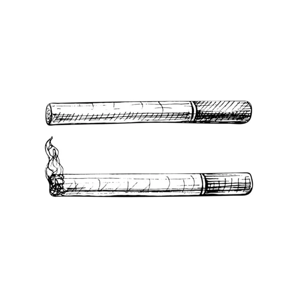 Τσιγάρα με φίλτρο. Vintage διανυσματική απεικόνιση επώασης απομονωμένη σε λευκό — Διανυσματικό Αρχείο