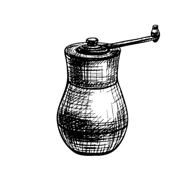 Moulin à poivre. Illustration vectorielle en couleur vintage à éclosion. Isolé sur blanc — Image vectorielle