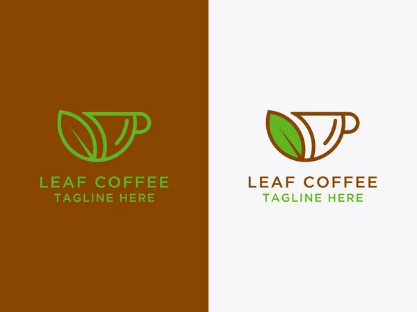 Logó Ikon Leaf Design Set Coffee Vektor — Stock Vector