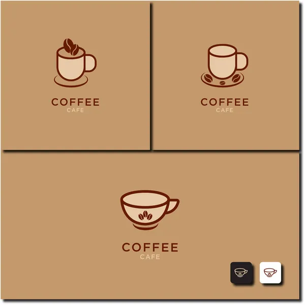 ホットコーヒーカップのアイコンのベクトルイラスト ロゴデザインセット ベクトルデザイン — ストックベクタ