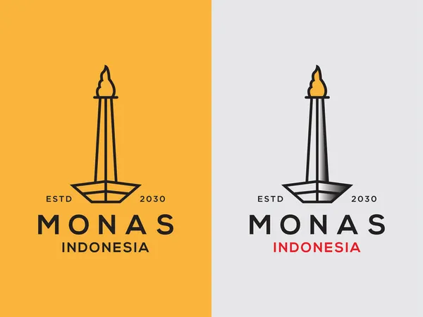 Monas Indonesiaのベクターデザインロゴテンプレート — ストックベクタ