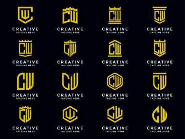 Şablon CW logo simgesinin ilk harflerini ayarla. - Vektör