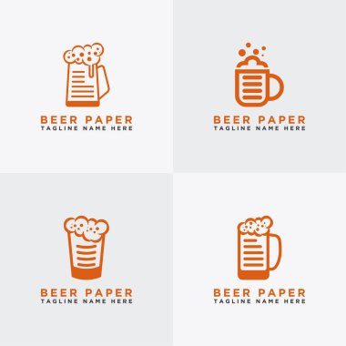 Kağıt ve bira. Logo şablonu. - Vektör