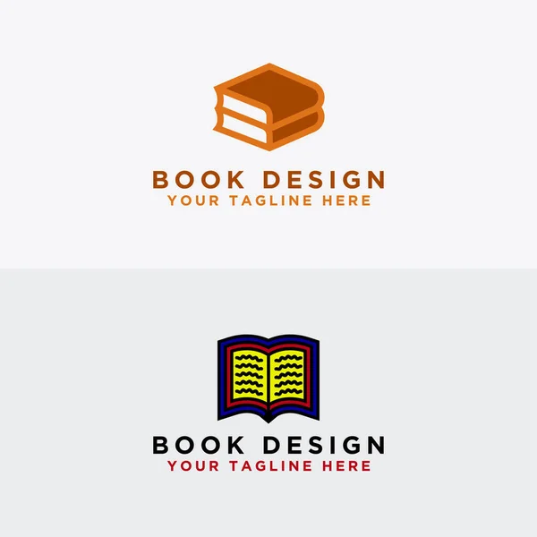 Set Book Design Modello Logo Con Lettera Iniziale — Vettoriale Stock
