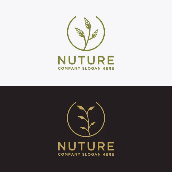 Zestaw Natura Liniowy Logo Ikona Szablon Wektor — Wektor stockowy