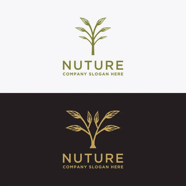Zestaw Natura Liniowy Logo Ikona Szablon Wektor — Wektor stockowy