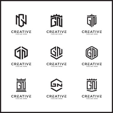 Şablon GN logo simgesinin ilk harflerini ayarla. - Vektör