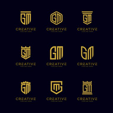 Şablon GM logo simgesinin ilk harflerini ayarla. - Vektör