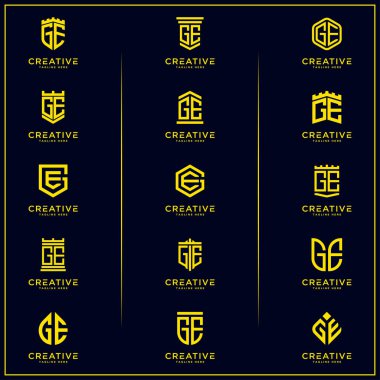 Şablon GE logo simgesinin ilk harflerini ayarla. - Vektör