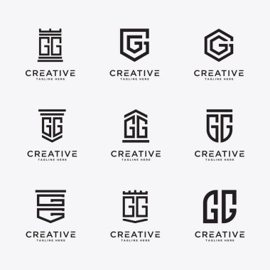 Şablon GG logo simgesinin ilk harflerini ayarla. - Vektör