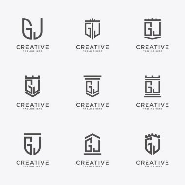 Şablon GJ logo simgesinin ilk harflerini ayarla. - Vektör