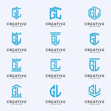 GL logo simgesinden ilham verici şirket logosu dizaynı. - Vektörler