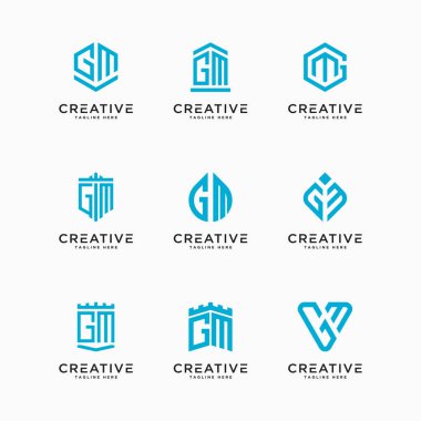 Şablon GM logo simgesinin ilk harflerini ayarla. - Vektör