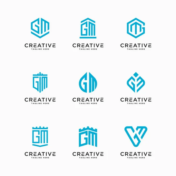 Template Set Initial Letters Logo Icon Vector — Vetor de Stock
