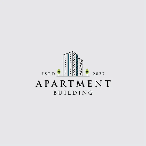 City Building Apartment Logo Design Template Symbol Residential Apartment City — Vector de stock