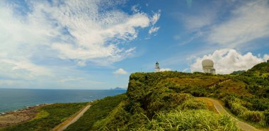 The lighthouse standing on the edge of the mountain