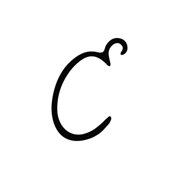 Letter C logo, icon. Hand drawn isolated letter c sign. Handwritten, lettering for logo. Calligraphy letter c template. Lettering script, font — Stockvektor