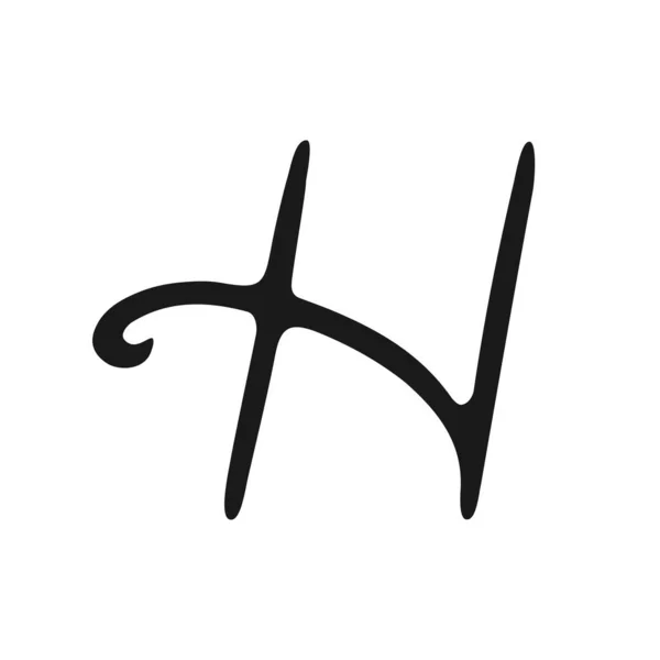 Letter H logo, icon. Hand drawn isolated letter H sign. Handwritten, lettering for logo. Calligraphy letter h template. Lettering script, font — Stockvektor